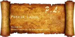 Petrik Lajos névjegykártya